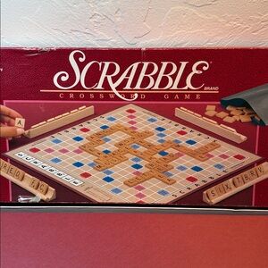 Vintage Milton Bradley Scrabble Board Game - Red and Brown, Board, 100 Tiles